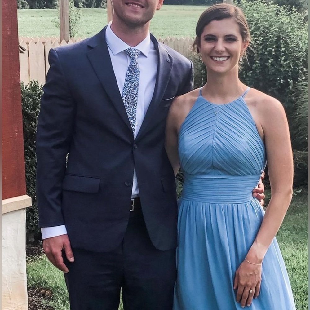 Azazie Steel Blue bridesmaid dress